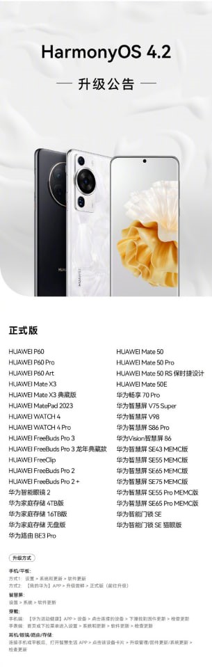 Huawei HarmonyOS 4.2 stable
